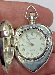 Vintag Victorian Lindenwold Silver Heart Shape Pendant Watch W 1937 Mercury Dime