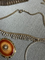 11 Pc Lot Necklaces Bracelets Brooches Many GoldTone
