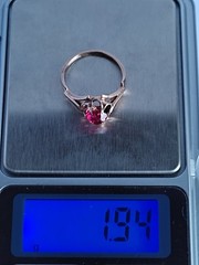 Old Vintage Soviet Union Silver 875 Ring USSR Red Stone Ruby Size US 6 (16.5 mm)