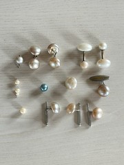 Vintage Pearl Mixed Lot Cufflinks Shirt Studs Jewelry Parts Repair AS IS Untest