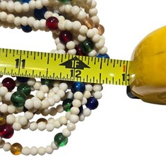 Vintage Multi Strand Beaded Necklace White Green Yellow Red Blue Retro Jewelry