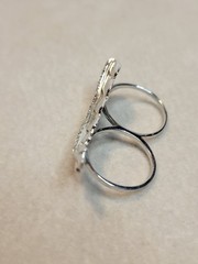 Vtg 925 Double Finger Leaf Ring CZ Accents Size 7 And Size 6 Sterling Silver