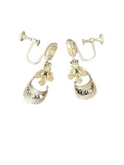 Espo Vintage Sterling Silver Flex 9mm Rhinestone Screw On Earrings 4.7 Grams