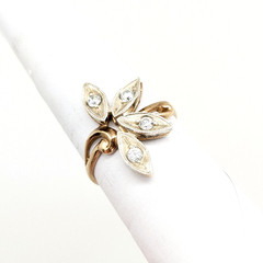 Vintage Luxury RING Silver 925 Flower with chic inserts -size: 9US (19mm)| UA #3