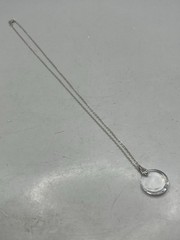 Vintage Faceted Cut Clear Crystal Round Pendant on 18″ Sterling Chain 2G