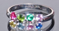 14k white gold mother’s size 8 ring 0.99ct lab created gemstones 3.0gr