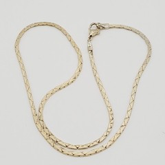 Classic Cobra or Snake Chain Bright Shiny Gold Tone Vintage 90s Necklace 18 Inch