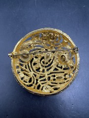 Vintage La Roco Domed Braided Filigree Austrian Crystal Brooch