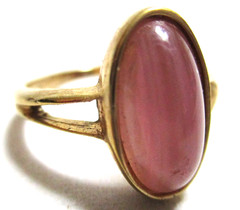 VINTAGE 1981 AVON PORCELAIN PASTEL RING,PINK, ROSE QUARTZ CABOCHON SZ 8.25
