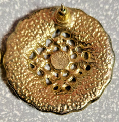 Classic Vintage Round Yellow & Gold-Tone Earrings Push-On 1.5 “
