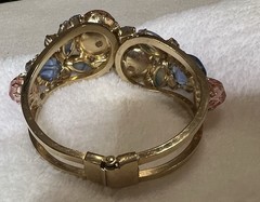 Vintage DeLizza & Elster (D & E, Juliana) Peach and Blue Clamper Bracelet