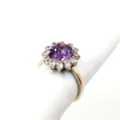 Vintage Luxury RING Silver 925 with Bright Amethyst -size: 7.5US (17.5mm) | #110