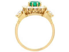 Vintage 0.93Ct Emerald and 0.90Ct Diamond 18k Yellow Gold Cluster Ring (1989)