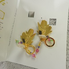 Lunch at the Ritz Earrings Tulip Festival Signed Clip On Menu Card