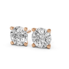 Round Lab Grown Diamond Stud Earrings 14K Gold Solitaire Everyday Fine Jewelry