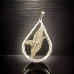 🔥VTG Large Flying Dove Sterling Silver 1977 Statement Pendant Reverseable