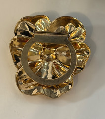 Scarf Clip Gold Tone Pansy Flower Hinged Vintage