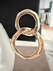 Vintage Gold Tone Interlocking Double Link Drop Statement Earrings 2 1/8″, 19gm