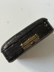 Antique Art Nouveau (?) Black Leather & Purple Silk Jewellery Presentation Box
