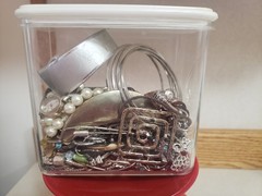 2 Ibs Mystery Jewelry Rings Vintage Modern Lot Bracelets Etc Silver Tone