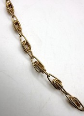 Vintage twisted rope knot link gold tone chain short necklace choker 14 1/2 inch