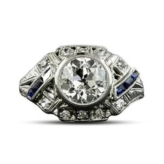 2.85Ct Art Deco Style Navette Lab Created Diamond Wedding 14K White Gold FN Ring