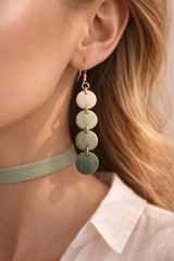 Sage Green Dangle Earrings | Minimalist Polymer Clay | Gold Lightweight Gift
