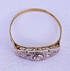 Antique 18ct Gold Art Deco Diamond Filigree Band Ring 0.06ct Natural Size 8.25