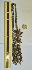Vintage Egyptian Revival Faience Style Bib Necklace & Bracelet Brass Tone READ