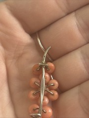 Antique Coral Beaded Cluster Brooch, Berries/Grapes