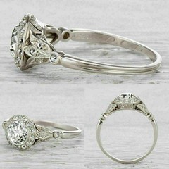 Antique Art Deco Style Round Cut Lab Created Diamond Engagement 925 Silver Ring