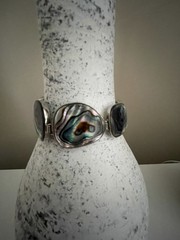 Handcrafted Abalone And Sterling Silver Link Bracelet