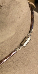NOS Dark Purple Glass Bead Necklace 16″ & Pierced Dangle Earring Set