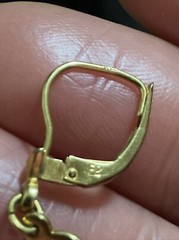 Vintage Gold Precious Metal W Germany Open Heart Pearl Dingle Earrings Signed FB