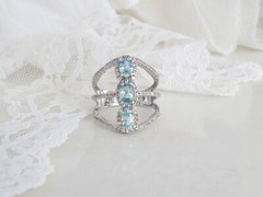 New Natural Blue Topaz Modern Sterling Silver 925 Ring Size 7