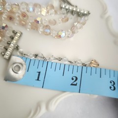 Vtg Champagne Aurora Borealis Multi Strand Choker Necklace Set Earring 50s Prom