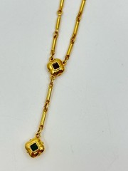 Craft by Gem-Craft VTG Lariat Necklace Gold Tone Bar Line 17in Faux Gemstones