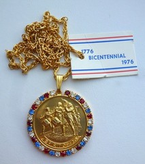 NOS Patriotic Red White Blue Rhinestone Spirit of ’76 Bicentennial Necklace