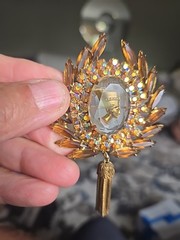 Juliana D & E Nefertiti Aurora Borealis Topaz Brooch Pin Pendant Book Piece