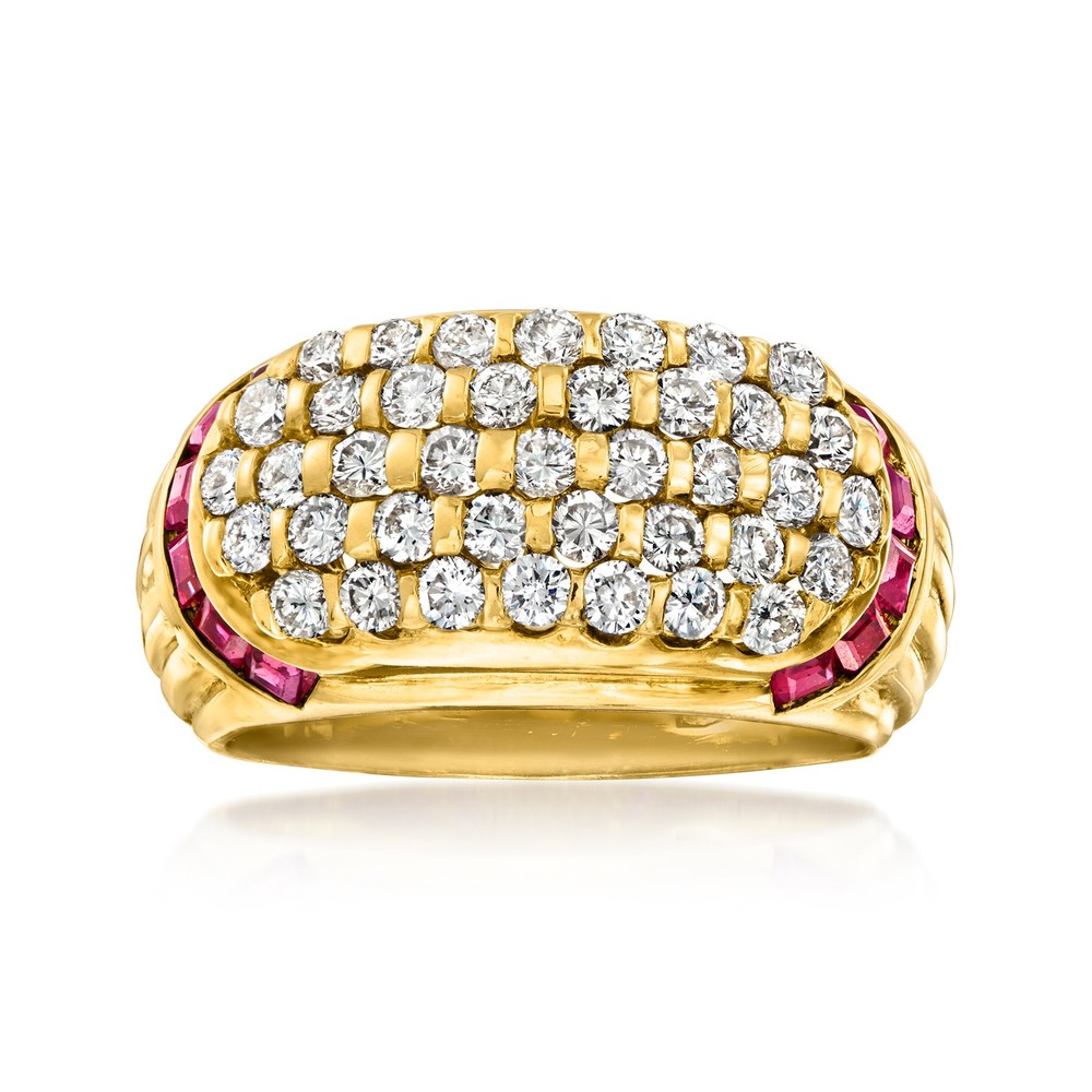 Vint Diamond & Ruby Rng in 18k Gold Size 7