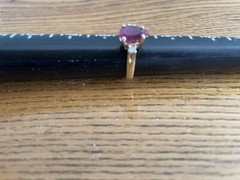 Vintage 14k Yellow Gold Pink Tourmaline with Diamonds Ring Sz 5.5