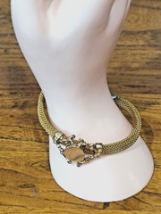 Antique Victorian Gold Mesh Fill Bracelet Bangle Name plate See Video
