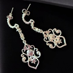 Rhinestone Filigree Dangle Earrings Vintage Avon NR Signed Long Pierced