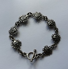 Vintage Sun Face Celestial Sterling Silver 925 Link Bracelet 8″ 19.8 Grams