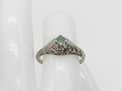 Antique 1920s Belais $2400 Old Euro Alexandrite 18k White Gold Filigree Ring