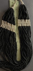 Vintage Multi-Strand Black Seed Beads W/ Chrome Bead Inset Necklace NK#28