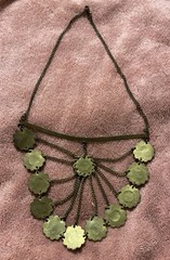 Vtg Brass Statement Bib Necklace Gold Toned Multi-layered Faux Gemstone Accents