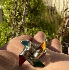 Vintage 80-90’s Colorful Enamel Pinwheel Ring Unusual Fidget Spinner Adjustable!