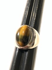 Vintage Sterling Silver Tigers Eye Dome Signet Ring Sz 10