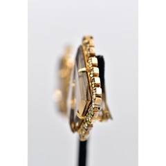 Vintage Crystal Clip On Earrings Pyramid Brown Gold Chunky Signed 1960s BinBF